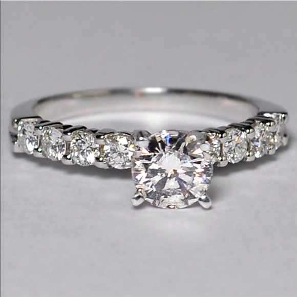 14k white gold ring set 5ct diamond engagement - Picture 5 of 8